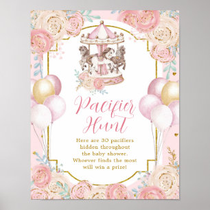Rosa och Guld Magic Carousel Nappar Hunt Poster
