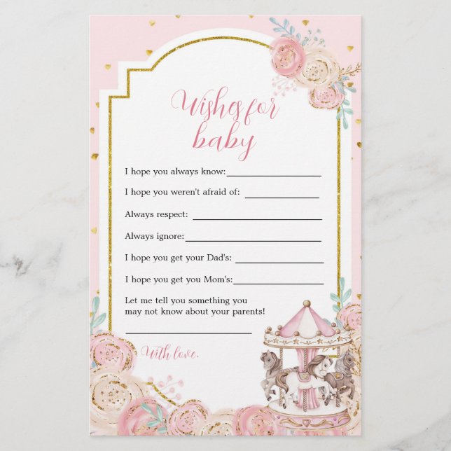 Rosa och Guld Magic Carousel Önskemål för Baby (Framsida)