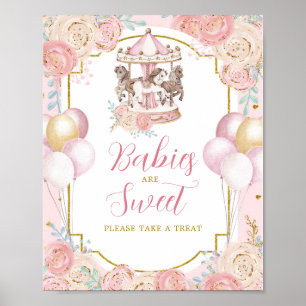Rosa och Guld Magic Carousel Ta en behandling Poster