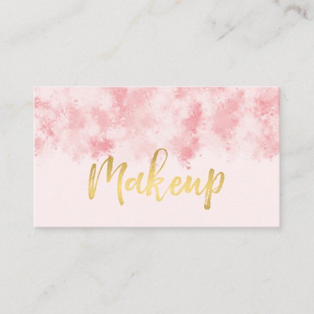 Rosa och Guld Makeup-Affärskort Visitkort (Framsida)