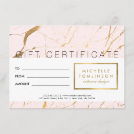 Rosa och Guld Marble Designer Gift Certificate
