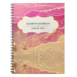 Rosa och Guld Marble Elegant Anteckningsbok