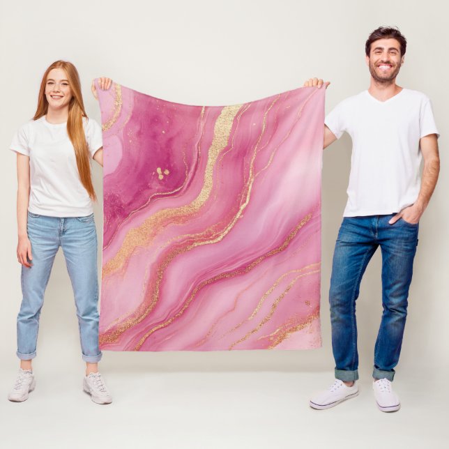 Rosa och Guld Marble Elegant Fleecefilt (På plats)
