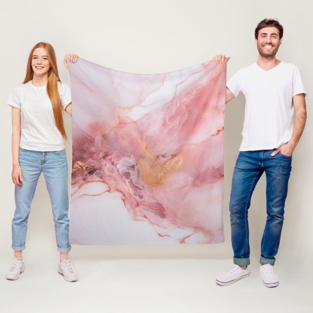 Rosa och Guld Marble Elegant Fleecefilt (På plats)