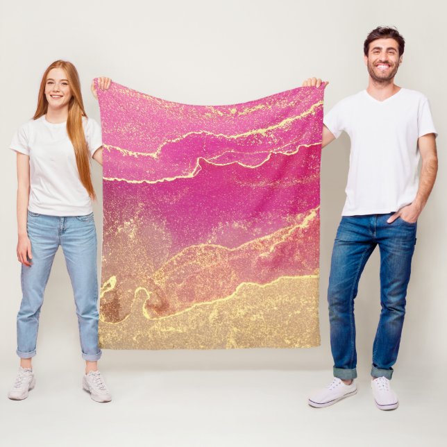 Rosa och Guld Marble Elegant Fleecefilt (På plats)