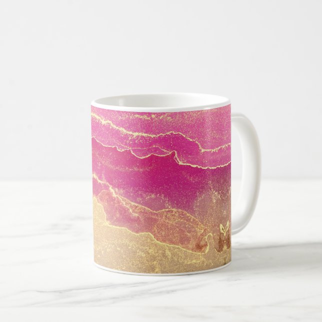 Rosa och Guld Marble Elegant Kaffemugg (Framsida höger)