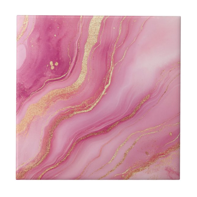 Rosa och Guld Marble Elegant Kakelplatta (Framsidan)