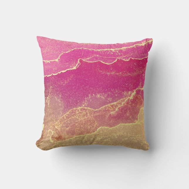 Rosa och Guld Marble Elegant Kudde (Framsida)