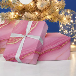 Rosa och Guld Marble Elegant Presentpapper