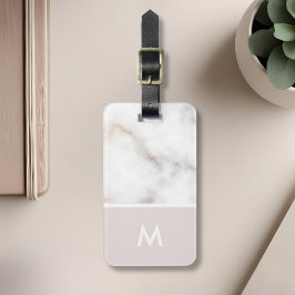Rosa och Guld Marble Personlig Initial Bagagebricka