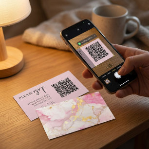 Rosa och guld marble QR-kod för bröllop OSA Tilläggskort