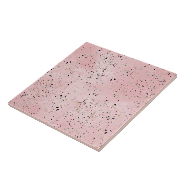Rosa och Guld Marble Terrazzo Kakelplatta (Sidan)