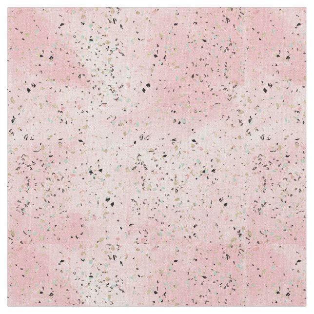 Rosa och Guld Marble Terrazzo Tyg (Närbild)