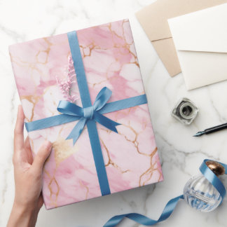 Rosa och guld marmor i flytande stil mönster presentpapper