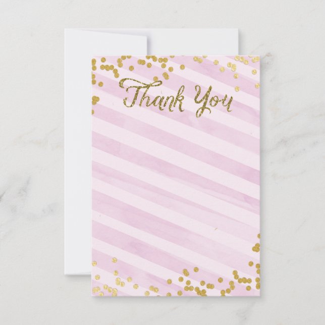 Rosa och Guld, metallsprinkle Tack kort (Framsida)