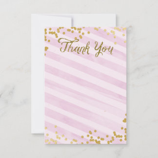 Rosa och Guld, metallsprinkle Tack kort