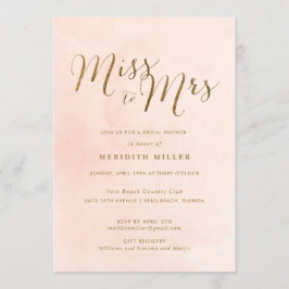 Rosa och Guld Miss till Mrs Möhippa Party Inbjudningar