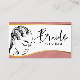 Rosa och Guld Modern Hair Braiding Salon Business  Visitkort