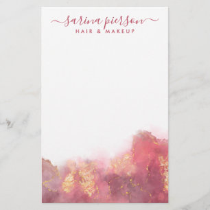 Rosa och Guld Modern konst Vätskefärg Bläck Brevpapper