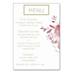Rosa och Guld Modern Minimalistisk menu-tabl för B Bordsnummer