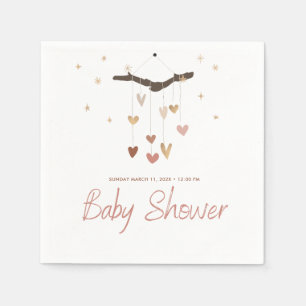 Rosa och Guld Modern Simple Cute Boho Baby Shower Pappersservett