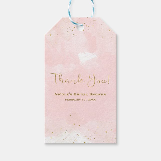  Rosa och Guld - modernt Möhippa Presentetikett (Framsidan)