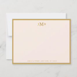 rosa och guld Monogrammed fast form Tack Kort