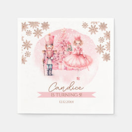 Rosa och Guld Nutcracker Birthday Sugar Plum Fairy Pappersservett