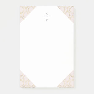 Rosa och Guld Ogee Monogrammed Post-it Block