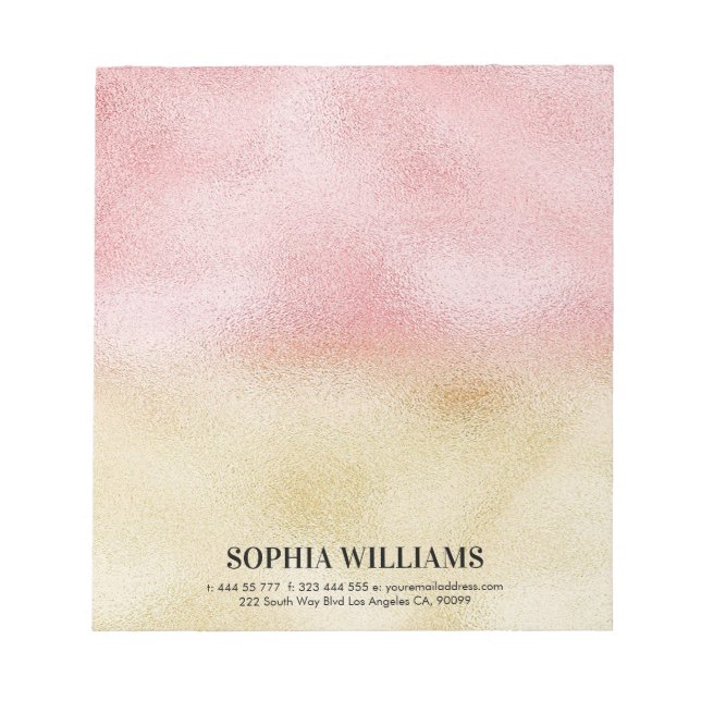Rosa och Guld Ombre Foil Anteckningsblock (Framsida)
