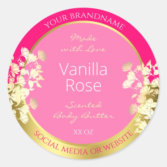 Rosa och Guld på etiketter för kute-Blommigtens pr (Framsida)