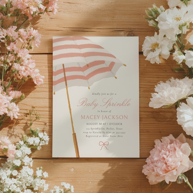 Rosa och guld paraply flicka baby sprinkle inbjudningar (Skapare uppladdad)