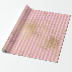 Rosa och Guld Paris Foil Presentpapper