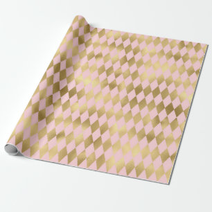 Rosa och Guld Paris Shimmering Diamond Mönster Presentpapper