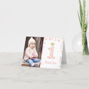 Rosa och Guld Princess 1:a födelsedag - tack för d