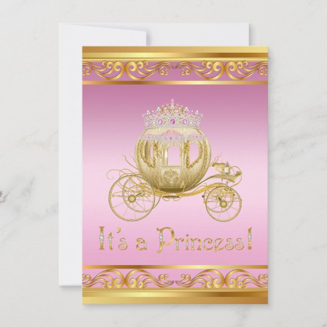 Rosa och Guld Princess Baby Baby Shower-inbjudning Inbjudningar (Framsida)