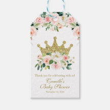 Rosa och Guld Princess Baby Shower Favor Tagg