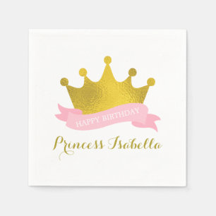 Rosa och Guld Princess Födelsedagsfest Pappersservett