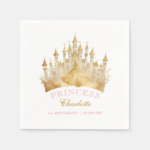 Rosa och Guld Princess Krona Party Royal Birthday Pappersservett