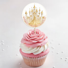 Rosa och Guld Princess Party Royal Favor Sticker Runt Klistermärke