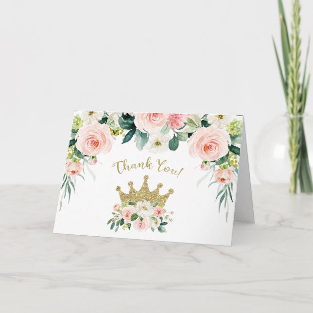 Rosa och Guld Princess Tack för ditt kort (Framsida)