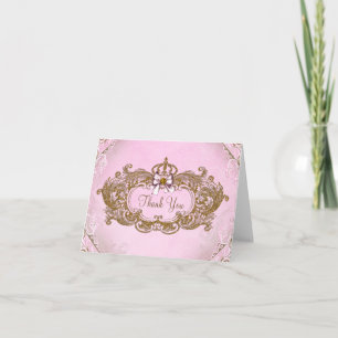 Rosa och guld- Princess tack Kort