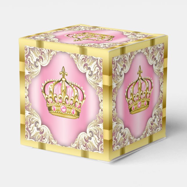 Rosa och guld prinsesskrona presentaskar (Baksidan Sidan)