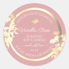Rosa och Guld produktförpackningsetiketter Blommor Runt Klistermärke