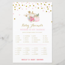 rosa och Guld Pumpkin Baby Shower Game