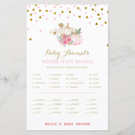 rosa och Guld Pumpkin Baby Shower Game
