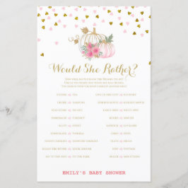 rosa och Guld Pumpkin Baby Shower Game