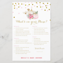 rosa och Guld Pumpkin Baby Shower Game