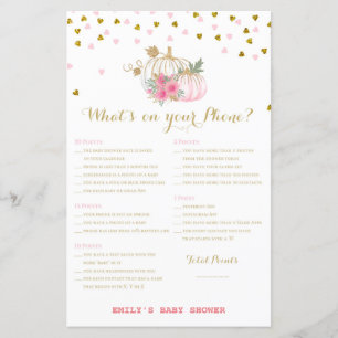 rosa och Guld Pumpkin Baby Shower Game