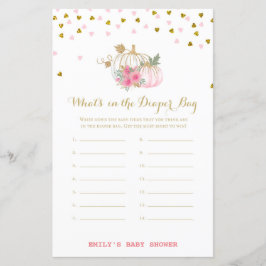 rosa och Guld Pumpkin Baby Shower Game
